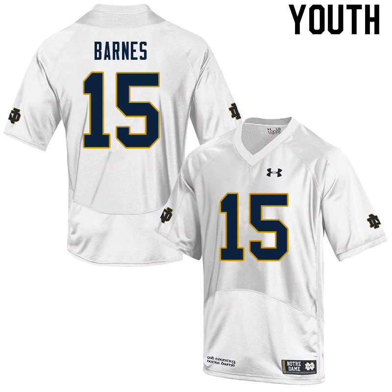 Youth NCAA Notre Dame Fighting Irish #15 Ryan Barnes Stitched College Under Armour Authentic White Football Jersey DL10J04XB